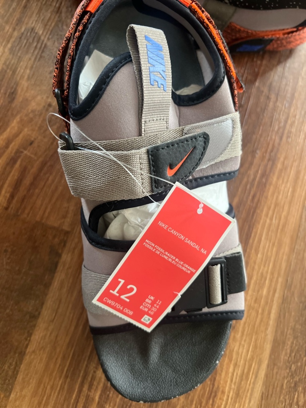 Nike Canyon Sandals Grey and Black/Grey Sandal with Orange Accents Men’s 12 - Picture 2 of 7